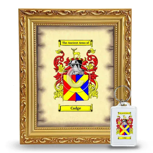 Cadge Framed Coat of Arms and Keychain - Gold