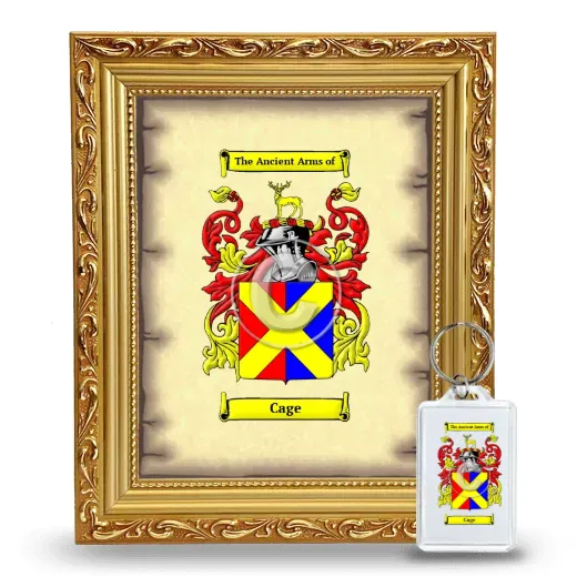 Cage Framed Coat of Arms and Keychain - Gold