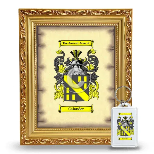 Calander Framed Coat of Arms and Keychain - Gold