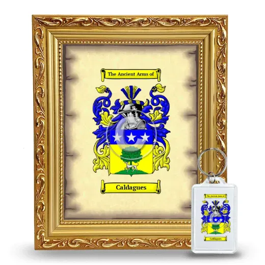 Caldagues Framed Coat of Arms and Keychain - Gold