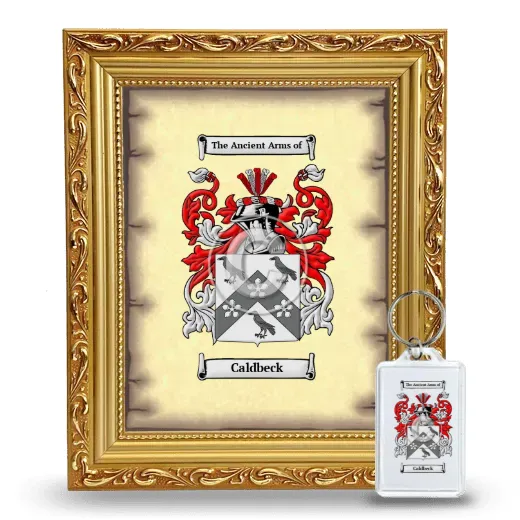 Caldbeck Framed Coat of Arms and Keychain - Gold