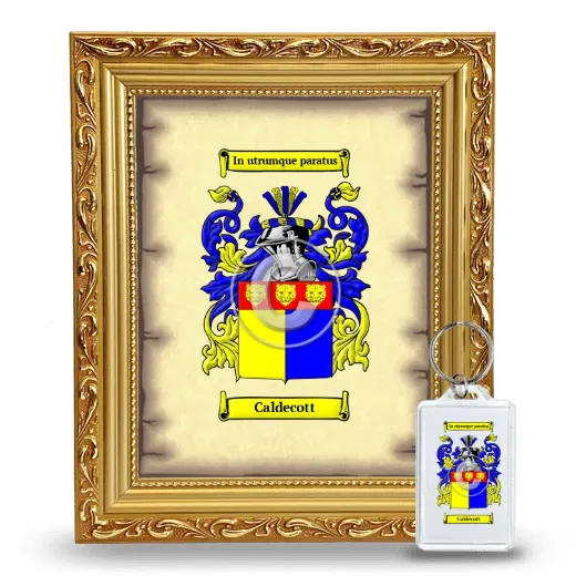 Caldecott Framed Coat of Arms and Keychain - Gold