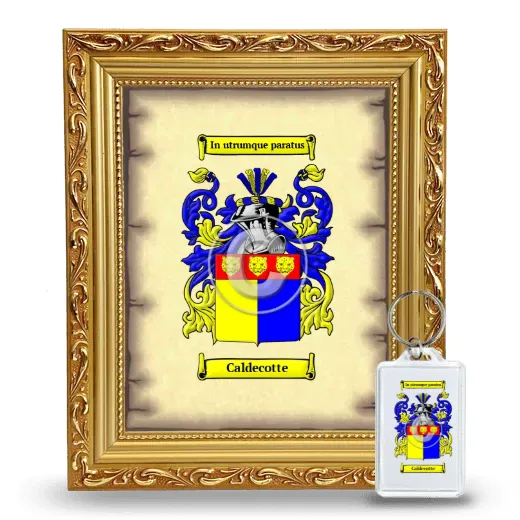 Caldecotte Framed Coat of Arms and Keychain - Gold