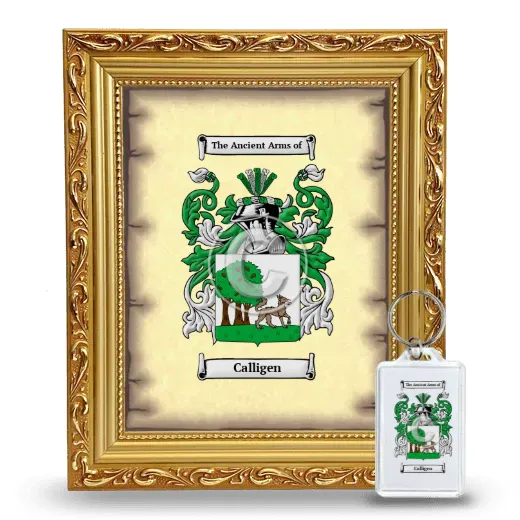 Calligen Framed Coat of Arms and Keychain - Gold