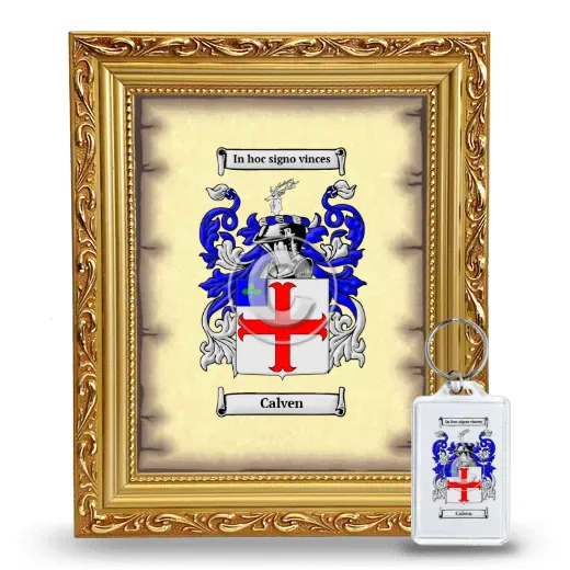 Calven Framed Coat of Arms and Keychain - Gold