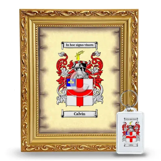 Calvin Framed Coat of Arms and Keychain - Gold
