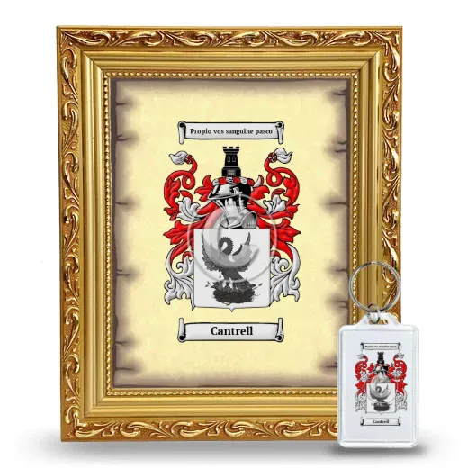 Cantrell Framed Coat of Arms and Keychain - Gold