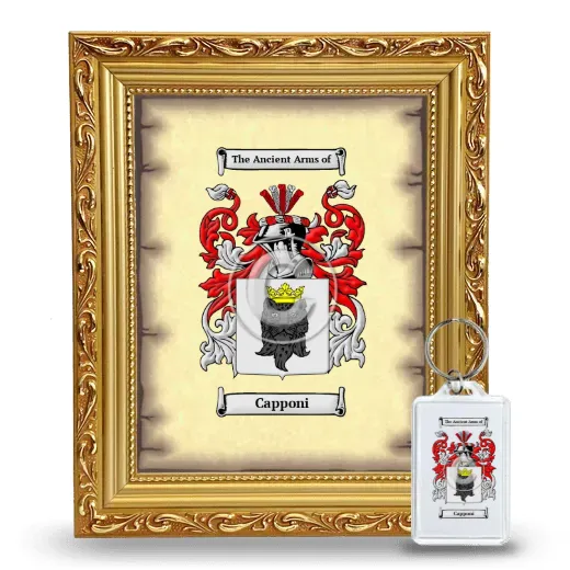 Capponi Framed Coat of Arms and Keychain - Gold