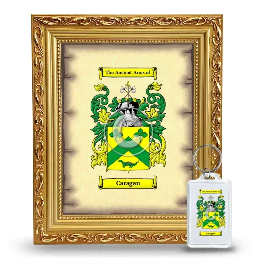 Caragan Framed Coat of Arms and Keychain - Gold