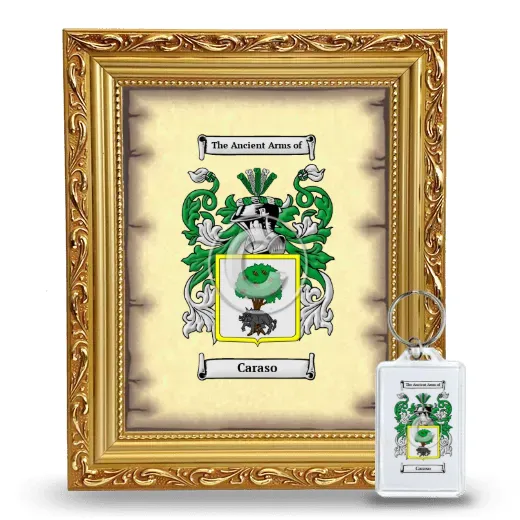 Caraso Framed Coat of Arms and Keychain - Gold