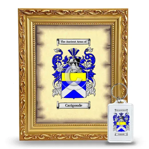 Carigoude Framed Coat of Arms and Keychain - Gold