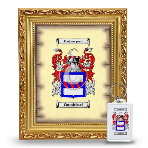 Carmichael Framed Coat of Arms and Keychain - Gold