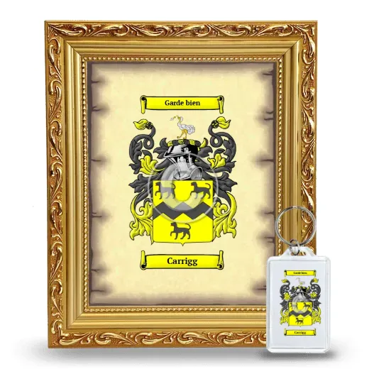 Carrigg Framed Coat of Arms and Keychain - Gold