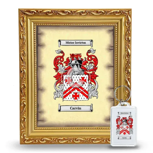Carvin Framed Coat of Arms and Keychain - Gold