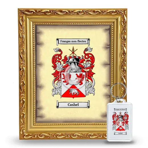 Cashel Framed Coat of Arms and Keychain - Gold