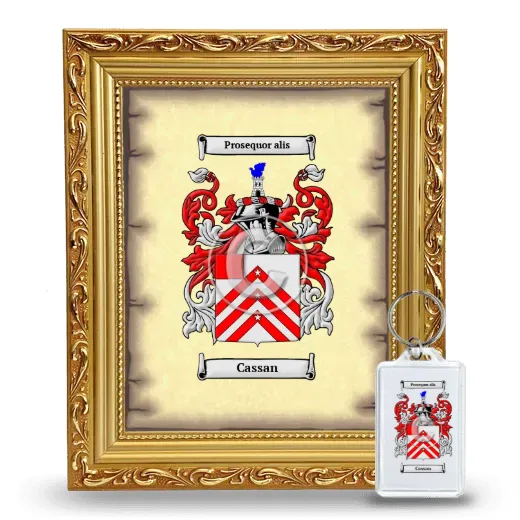 Cassan Framed Coat of Arms and Keychain - Gold
