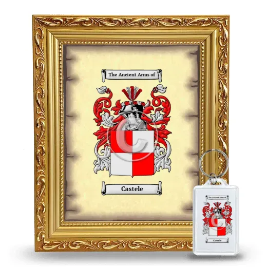 Castele Framed Coat of Arms and Keychain - Gold