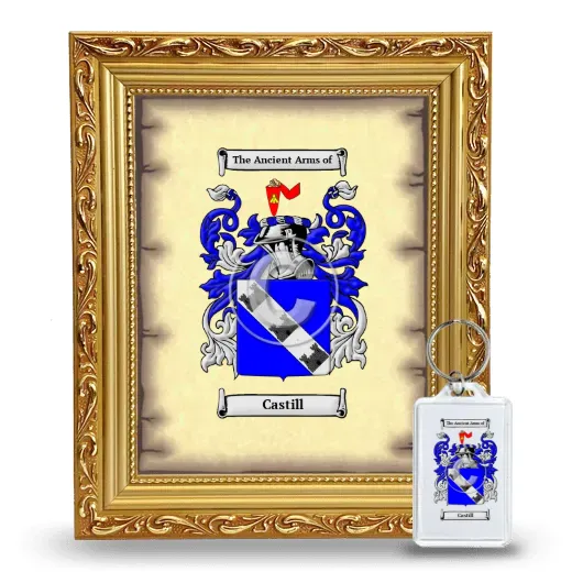 Castill Framed Coat of Arms and Keychain - Gold