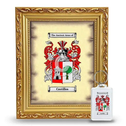 Castillos Framed Coat of Arms and Keychain - Gold