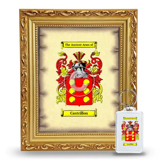 Castrillon Framed Coat of Arms and Keychain - Gold