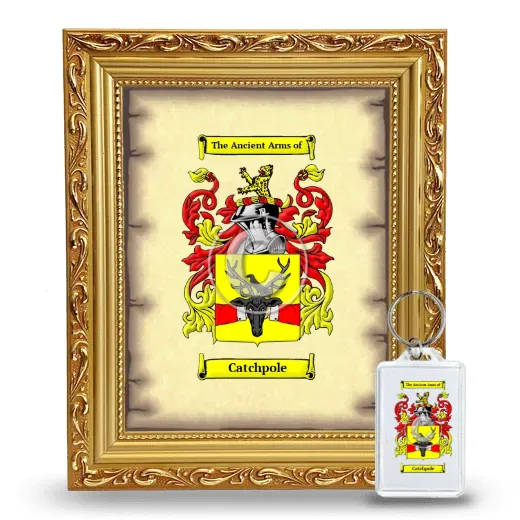 Catchpole Framed Coat of Arms and Keychain - Gold