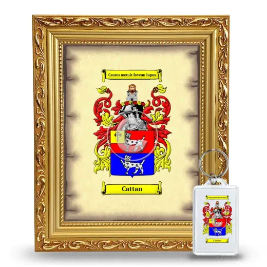 Cattan Framed Coat of Arms and Keychain - Gold