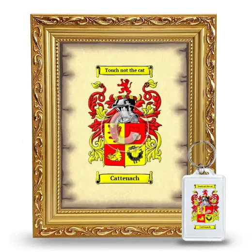Cattenach Framed Coat of Arms and Keychain - Gold