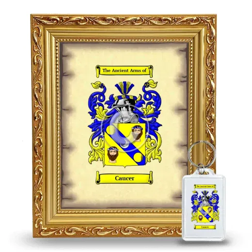 Caucer Framed Coat of Arms and Keychain - Gold