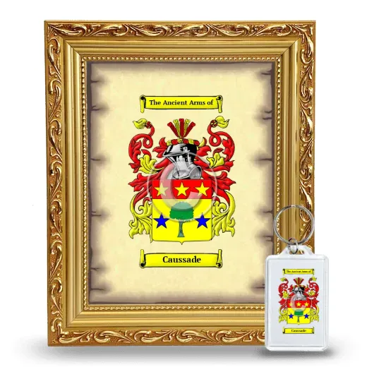 Caussade Framed Coat of Arms and Keychain - Gold