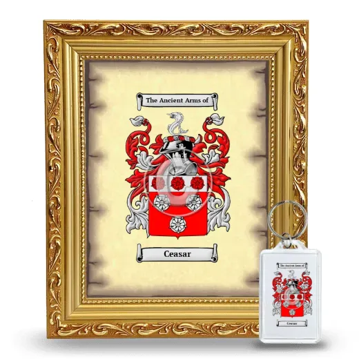 Ceasar Framed Coat of Arms and Keychain - Gold