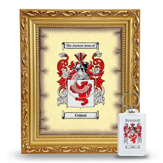 Cejani Framed Coat of Arms and Keychain - Gold