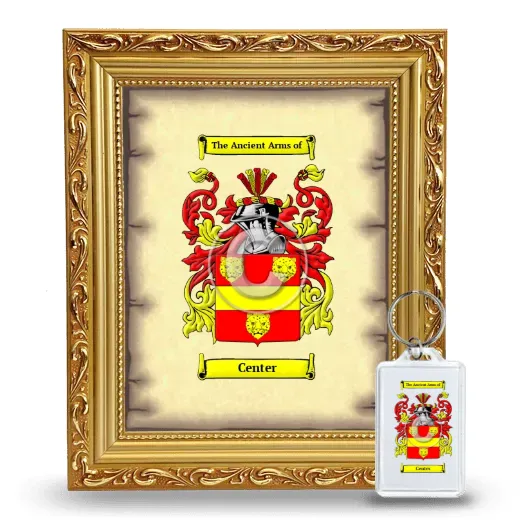 Center Framed Coat of Arms and Keychain - Gold