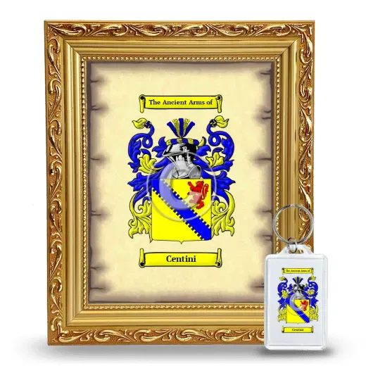 Centini Framed Coat of Arms and Keychain - Gold