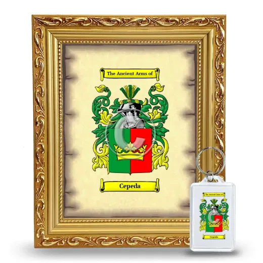 Cepeda Framed Coat of Arms and Keychain - Gold