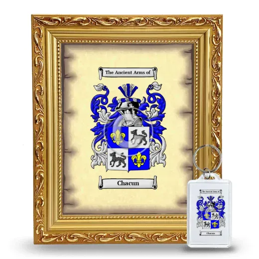 Chacun Framed Coat of Arms and Keychain - Gold