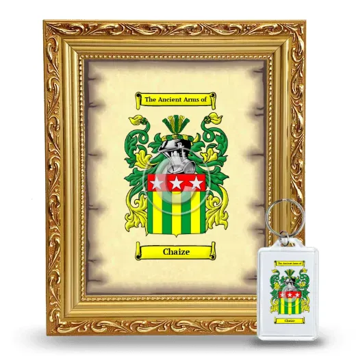 Chaize Framed Coat of Arms and Keychain - Gold