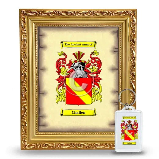 Challen Framed Coat of Arms and Keychain - Gold