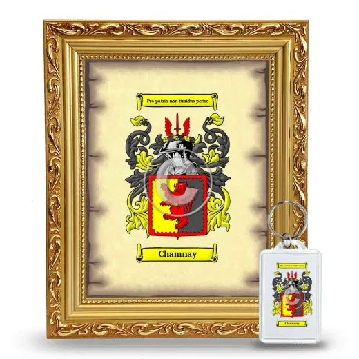 Chamnay Framed Coat of Arms and Keychain - Gold