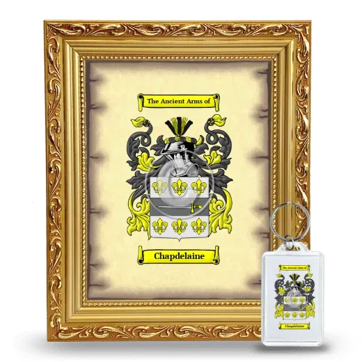 Chapdelaine Framed Coat of Arms and Keychain - Gold