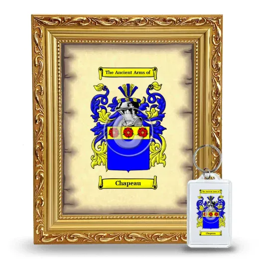 Chapeau Framed Coat of Arms and Keychain - Gold