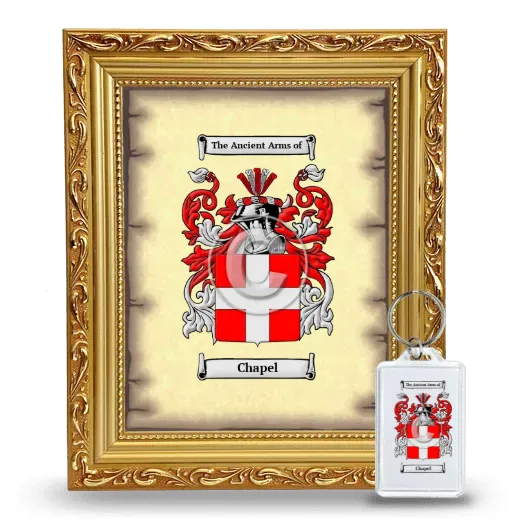 Chapel Framed Coat of Arms and Keychain - Gold