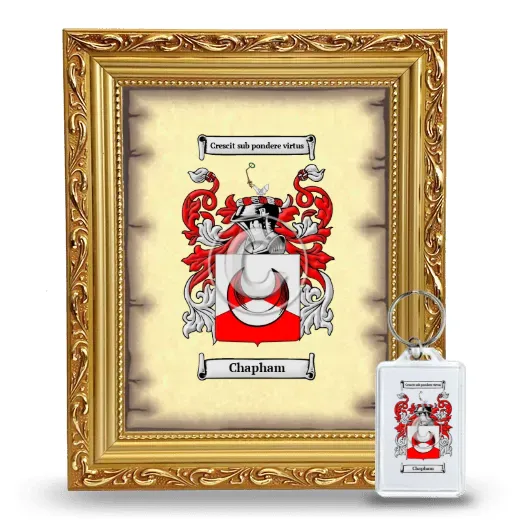 Chapham Framed Coat of Arms and Keychain - Gold