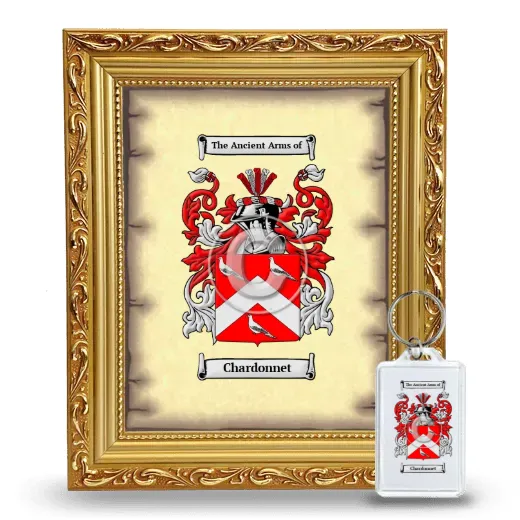 Chardonnet Framed Coat of Arms and Keychain - Gold