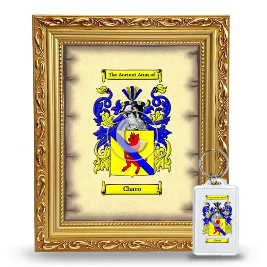 Charo Framed Coat of Arms and Keychain - Gold