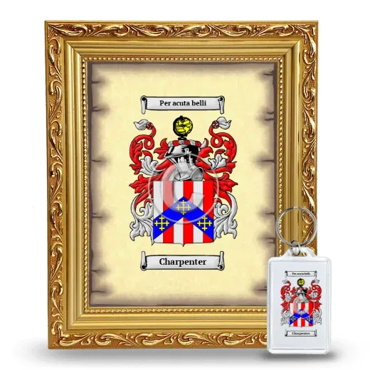 Charpenter Framed Coat of Arms and Keychain - Gold