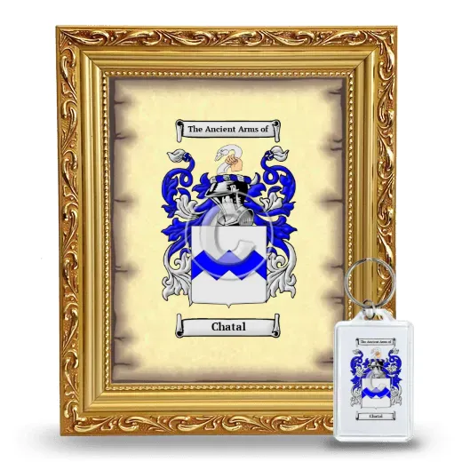 Chatal Framed Coat of Arms and Keychain - Gold