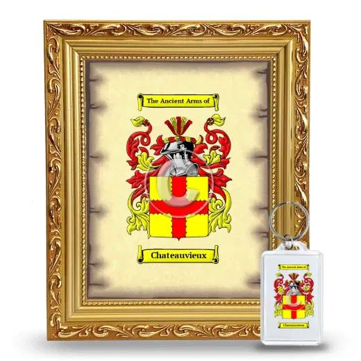 Chateauvieux Framed Coat of Arms and Keychain - Gold