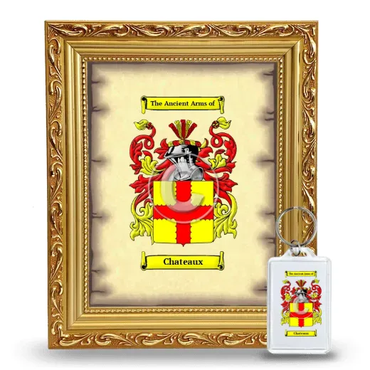 Chateaux Framed Coat of Arms and Keychain - Gold
