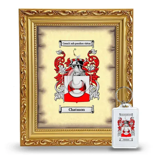 Chatmon Framed Coat of Arms and Keychain - Gold