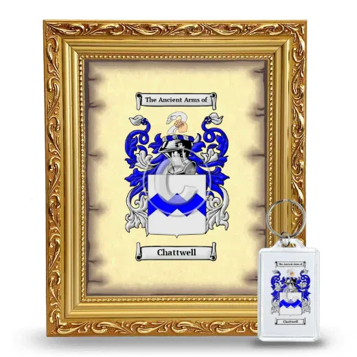 Chattwell Framed Coat of Arms and Keychain - Gold